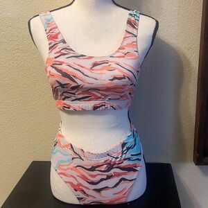 NEW Real Essentials 2-Pc Bikini ModestTeen Adult Athletic Beach Swimsuit Tankini